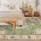 Area Rug 6x9 Washable Rug, Vintage Boho Medallion Rugs Non-Slip Soft Low Pile - Image 2