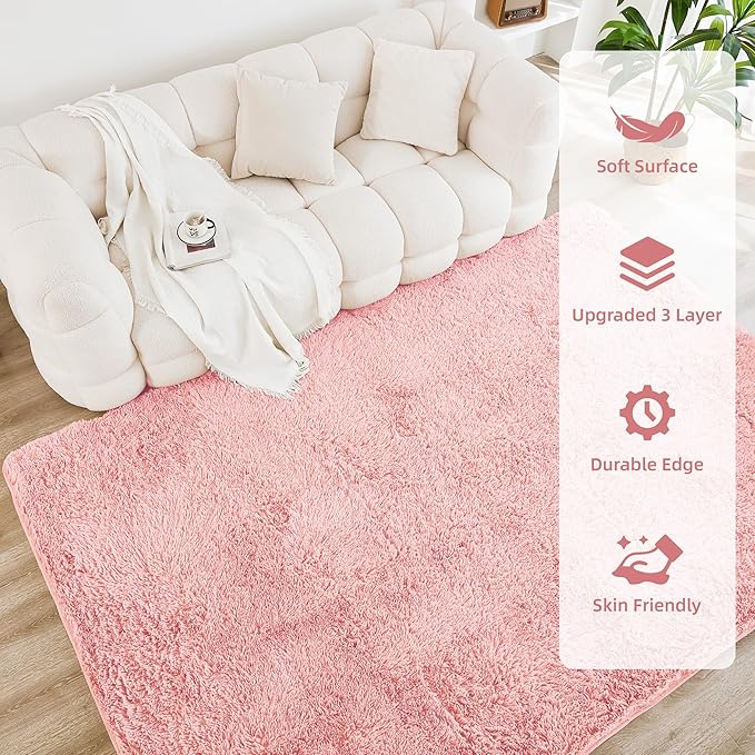 Litanika 5x8 Shag Area Rug for Living Room Bedroom, Non-Shedding Modern Indoor - Image 4