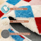 PureCozy Checkered Rug 5x8 Fluffy Shag Living Room Colorful Area Rug Modern - Image 5