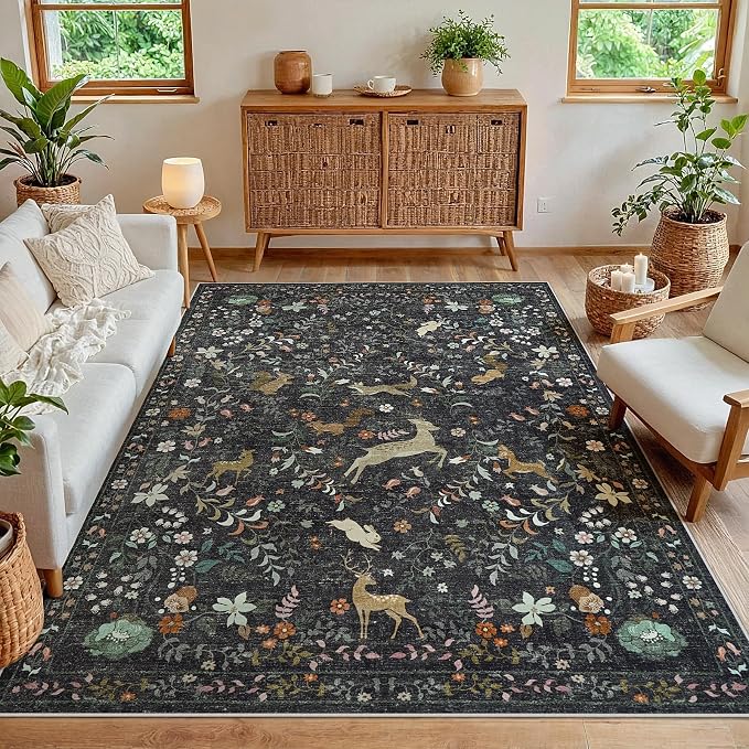 5x7 Area Rugs Washable Rug: Boho Living Room Rug Soft Non-Slip Low Pile Carpet - Image 7