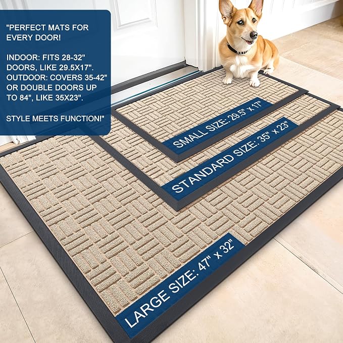 OLANLY Front Door Mat Outside Entrance 47x23, Heavy Duty Sturdy Natural Rubber - Image 2