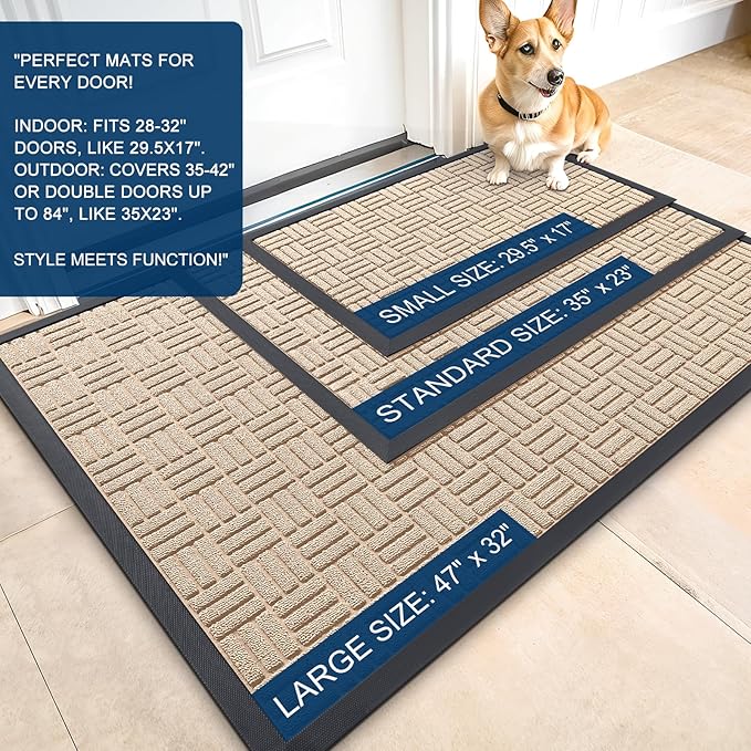 OLANLY Front Door Mat Outside Entrance 47x32, Heavy Duty Sturdy Natural Rubber - Image 2