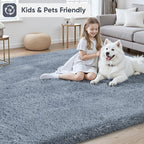 Area Rug for Living Room Bedroom: 6x9 Grey Soft Fluffy Shag Upgrade Non-Slip - Image 4