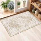 2x3 Rug for Entryway Hallway-Vintage Farmhouse Boho Floral Neutral Washable by Unknown