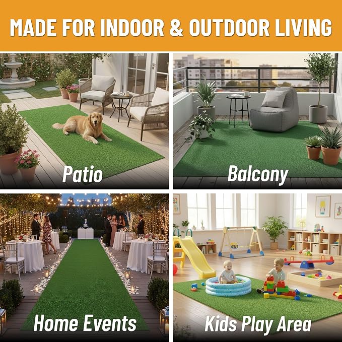 Ottomanson Artificial Grass Runner Lite 31" x 54', Fake Grass - Image 4