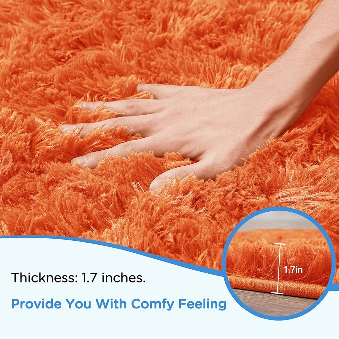 6x9 Orange Area Rugs for Living Room, Large Fluffy Shag Rug for Bedroom Nursery - Image 5