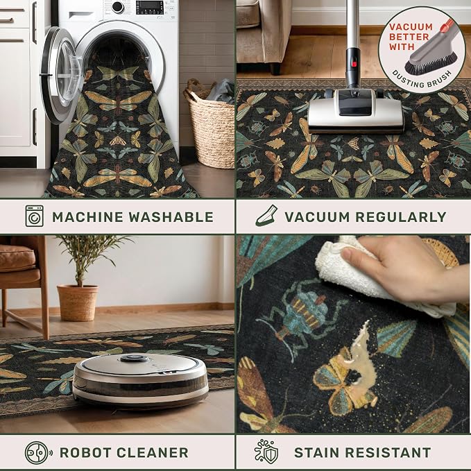 Hazo Haus Washable Black 6ft Round Area Rugs - Image 4