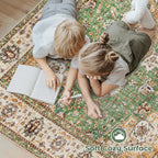 Area Rug 6x9 Washable Rug, Vintage Boho Medallion Rugs Non-Slip Soft Low Pile - Image 4