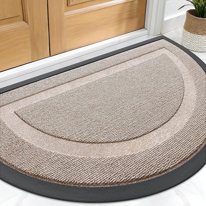 OLANLY Half Circle Door Mat Indoor Outdoor Entrance Welcome, Waterproof by OLANLY