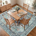 RELEANY Area Rugs Square 7ft Washable Non-Slip, Floral Vintage Distress by RELEANY