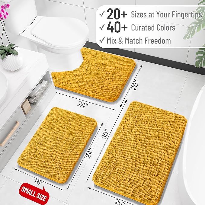 OLANLY Large Bathroom Rugs 50x30, Soft Absorbent Chenille Bath Rugs, Rubber - Image 2