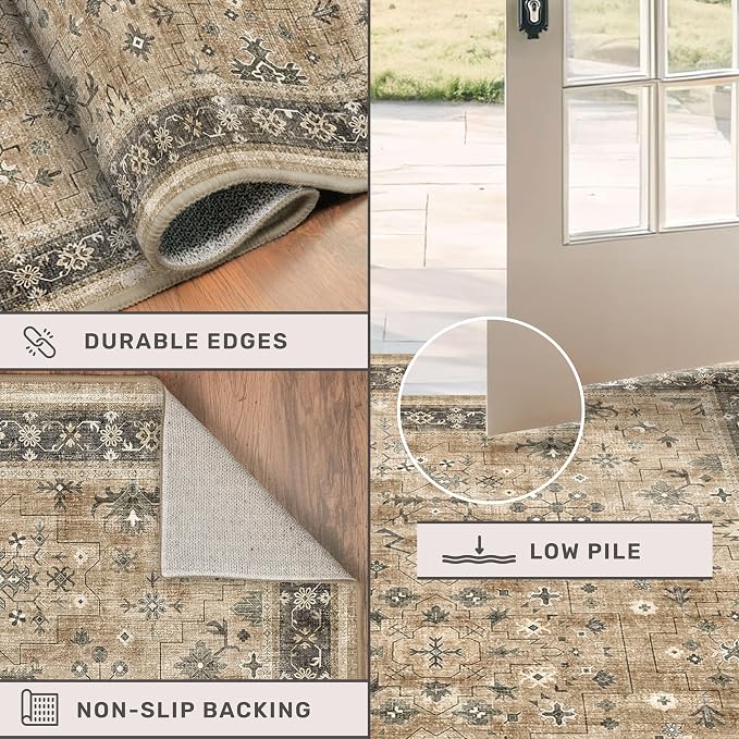 Hazo Haus Boho Washable 3x16 Extra Long Hallway Runner Rug, Neutral Large - Image 4