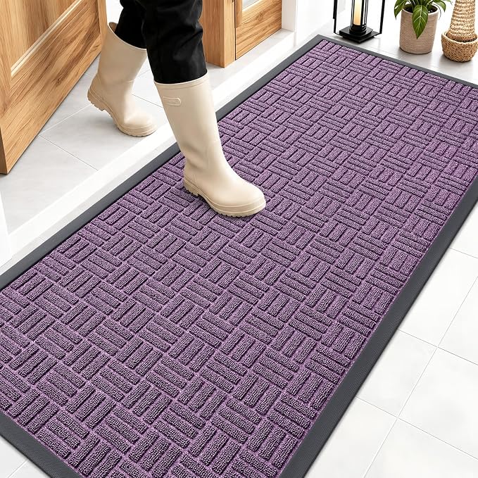 OLANLY Front Door Mat Outside Entrance 59x23, Heavy Duty Sturdy Natural Rubber by OLANLY