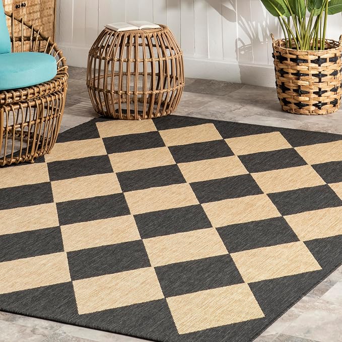 Nuloom Outdoor Performance Collection Sabina Dark Grey/Ivory, High Traffic - Image 8