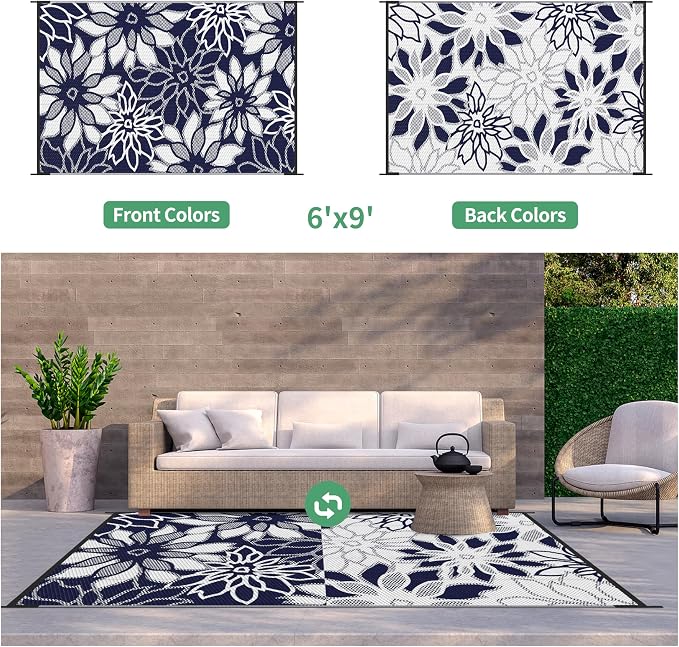 GENIMO Outdoor Rug Waterproof for Patio Decor, Large Area Rugs Mats for RV - Image 4
