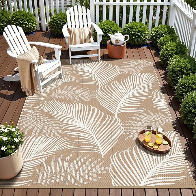 Pauwer Waterproof Outdoor Rug 6x9, Reversible Plastic Straw Patio Camping Rug - Image 5