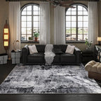 Rugcomf Area Rug 5x7 Washable Rug Boho Soft Abstract Pattern Non-Slip Faux Wool - Image 4