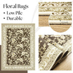 Browm Boho Living Room Rug 5x8, Washable Low Pile Non Slip Area Rugs - Image 5