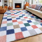KICMOR 8x10 Area Rugs for Living Room, Large Fluffy Soft Colorful Checkered - Image 5