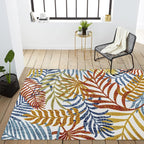 JONATHAN Y Tropics Palm Leaves Indoor Outdoor Area Rug 4X6 Cream/Orange - Image 7