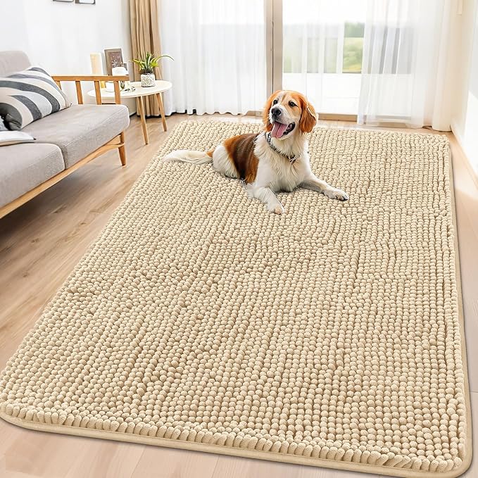 Smiry Dog Door Mat for Muddy Paws 71x46, Absorbent Dirt Trapper, Non-Slip by Smiry