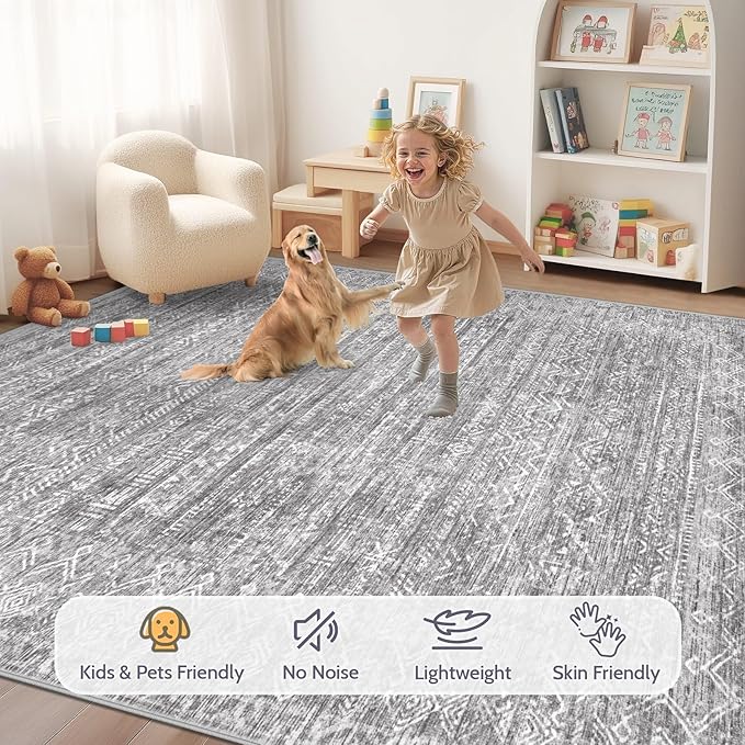 Washable Rug 6x9 Area Rugs: Modern Geometric Rugs - Image 4