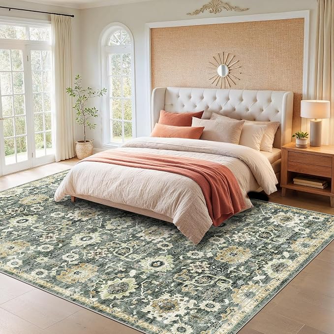 AMADA HOMEFURNISHING 10x14 Washable Area Rug, Low-Profile Large Area Rug - Image 3