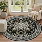 Round Area Rug for Living Room: 6ft Washable Vintage Boho Soft Thin Circle Rug - Image 2