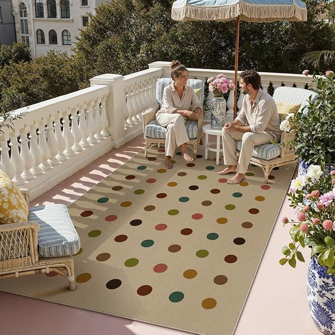 HUGEAR 5x7 Jute Outdoor Indoor Rug Washable Geometric Linen Textured Weave High - Image 2