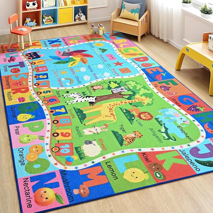 Kids Rug for Playroom, 4x6 ABC Educational Carpet for Classroom, Fun Alphabet - Image 5