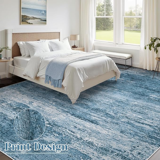 Washable Rug 9x12 Area Rugs for Living Room: Large Neutral Soft Rug Abstract - Image 2