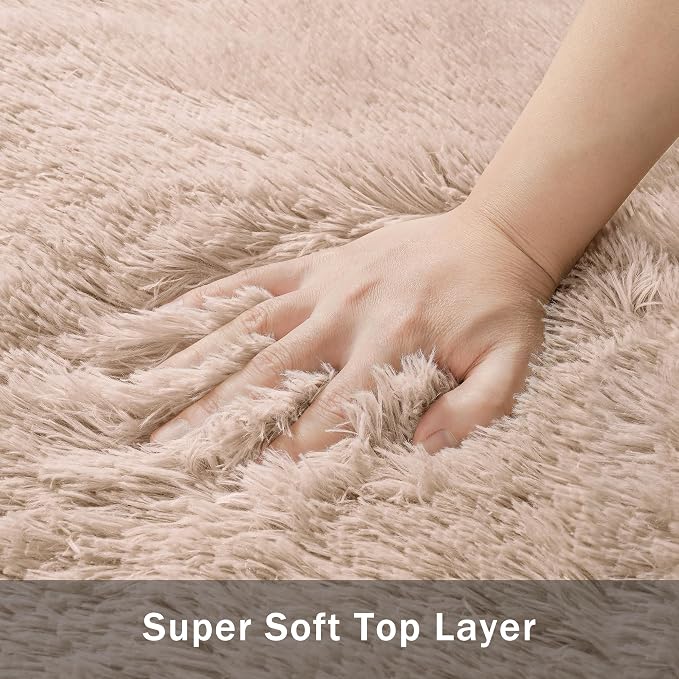 4x6 Area Rug for Living Room:Ultra Soft Fluffy Shag Beige Rugs, Large Fuzzy - Image 7