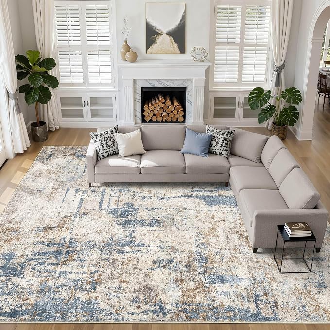 10x13 Area Rug Living Room: Washable Large Abstract Modern Soft Rugs Stain by LOONGRUG