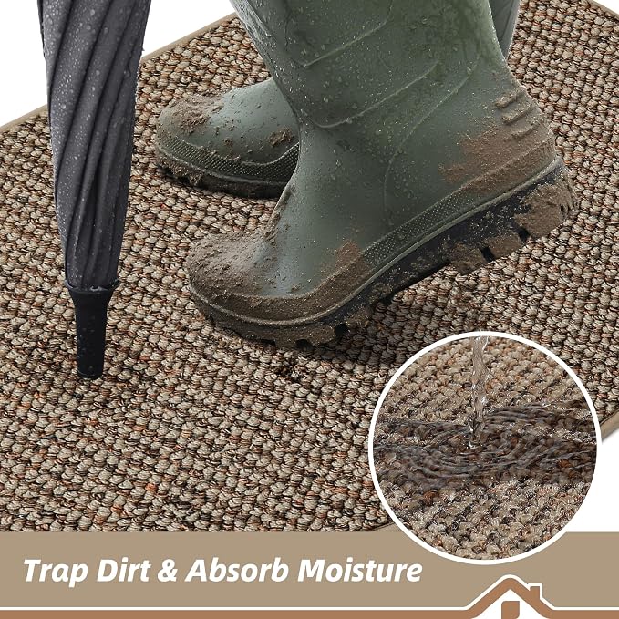 BEQHAUSE Dirt Trapper Door Mat 17" x 30" Half Circle Non Slip Washable Doormats - Image 3