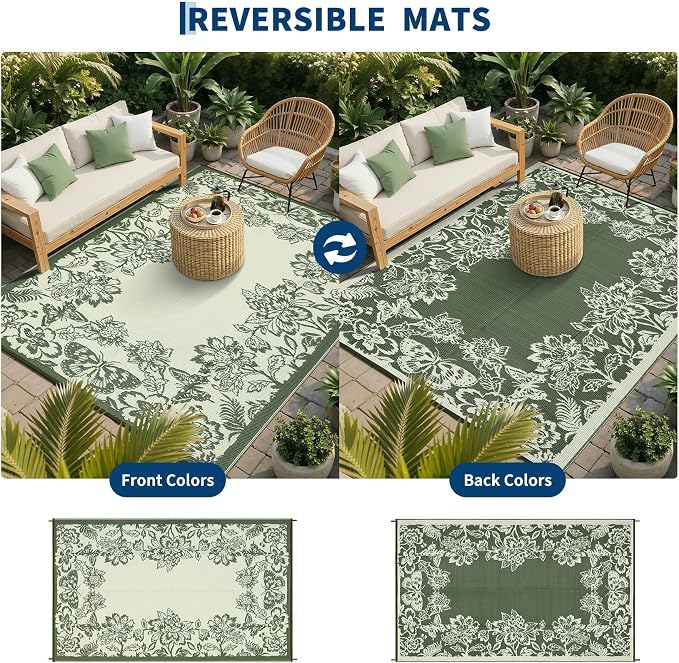 Garvee Outdoor Rugs 9' x 18’ Waterproof Reversible Mats, Large Area Plastic - Image 3