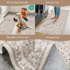 3x8 Hallway Runner Rug Washable Non-Slip – Boho Floral Soft Wide Carpet Runner - Image 5