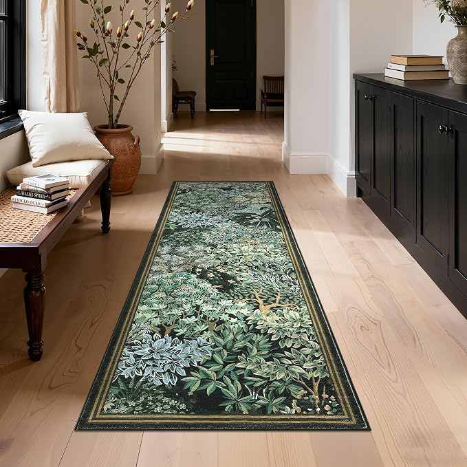 GarveeHome Forest Runner Rug, Botanical Low Pile Non Slip Stain Resistance - Image 8
