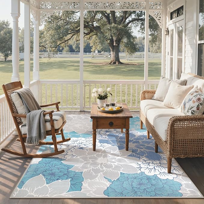 GENIMO Indoor Outdoor Area Rug 9'x12', Machine Washable Rugs - Image 6