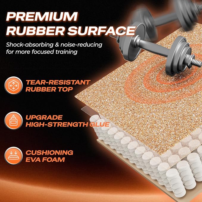 SUPERJARE 0.56'' Thick 6 Pcs 24 Sq Ft Rubber Top Exercise Equipment Mats - Image 5