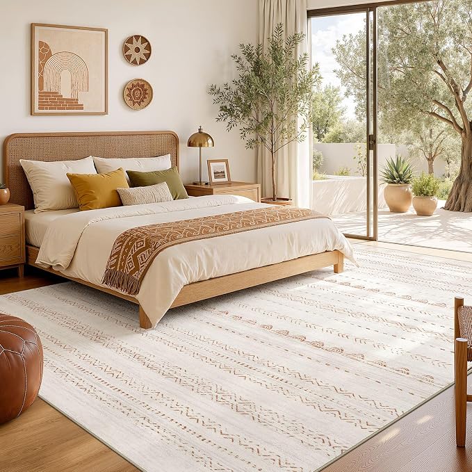 Nakagishi 10x12 Area Rug Living Room: Washable Boho Large Neutral Modern Soft - Image 6