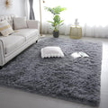 KICHOWUA Area Rug 5x7 Grey Fluffy Shag by KICHOWUA