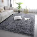 KICHOWUA 6x9 Grey Fluffy Shag Rug by KICHOWUA