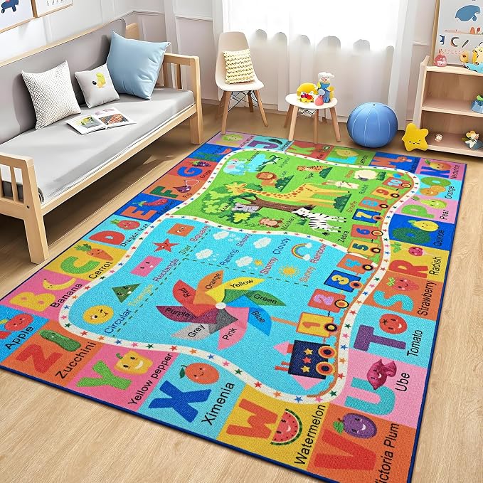 Kids Rug for Playroom, 4x6 ABC Educational Carpet for Classroom, Fun Alphabet by Unknown