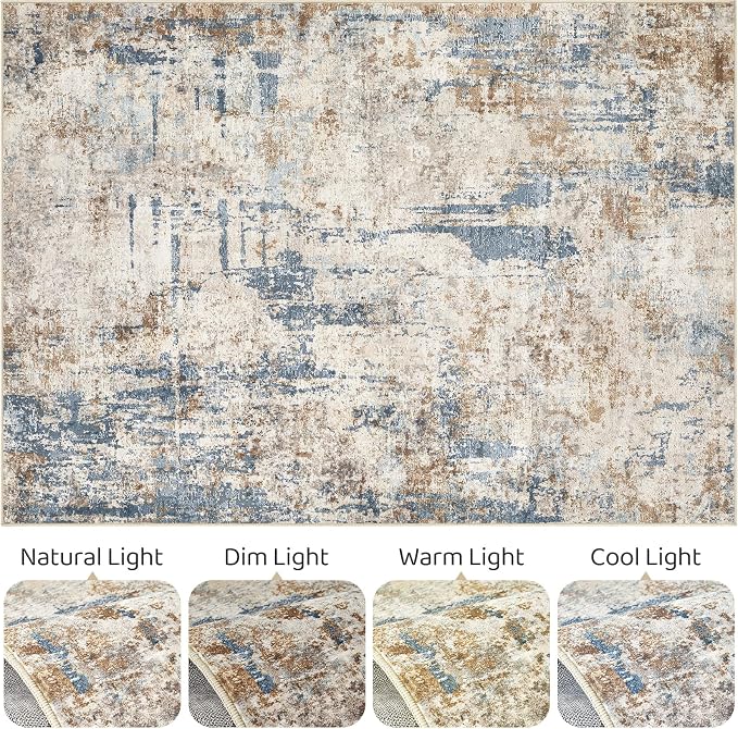 10x13 Area Rug Living Room: Washable Large Abstract Modern Soft Rugs Stain - Image 9