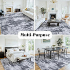 4x6 Area Rugs for Living Room Washable: Abstract Soft Thin Low Pile Black Rug - Image 4
