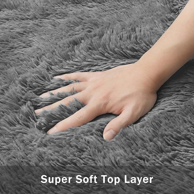 4x6 Area Rug for Living Room:Ultra Soft Fluffy Shag Dark Grey Rugs, Large Fuzzy - Image 7