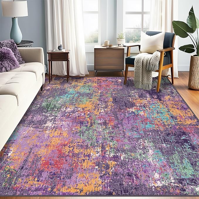 RELEANY Washable Area Rugs 9'x12' Non-Slip Modern Abstract Soft by RELEANY