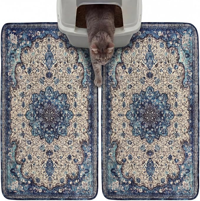 Hompet Cat Litter Mat 2 Pack, 18x28 Machine Washable Trapping Mats by Hompet
