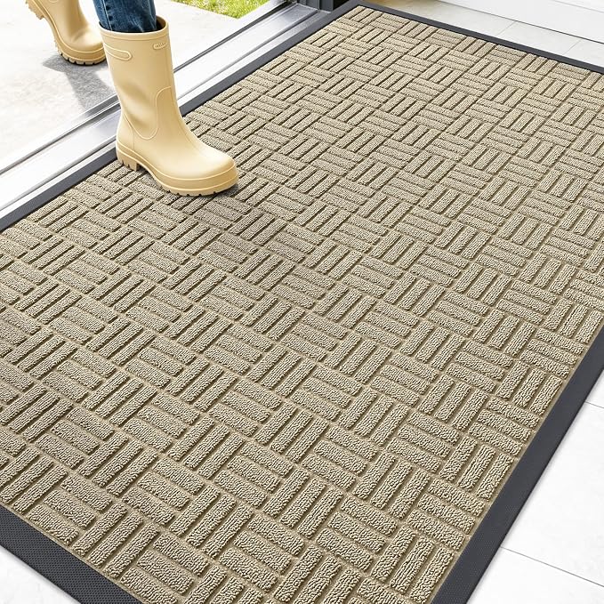OLANLY Front Door Mat Outside Entrance 47x32, Heavy Duty Sturdy Natural Rubber by OLANLY
