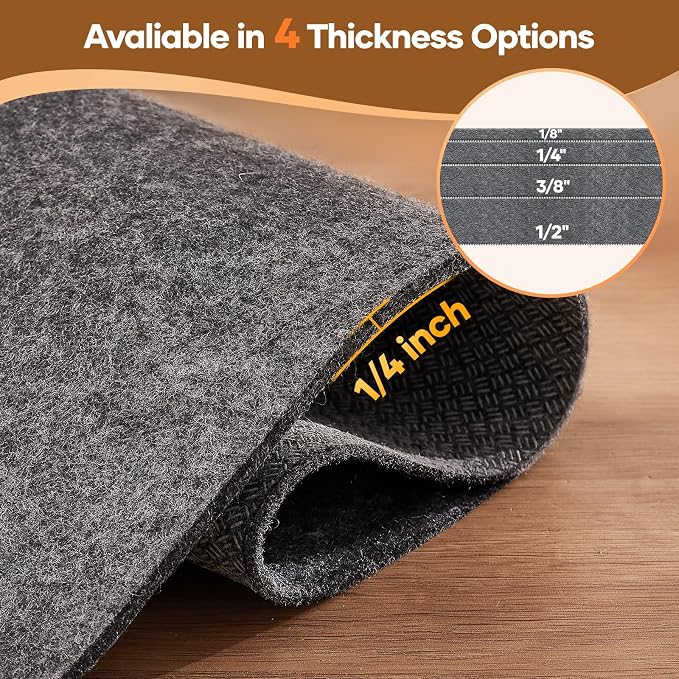 Veken Non Slip Cushioned Rug Pad Gripper 2 x 4 Ft, Felt and Silicone Backing - Image 4